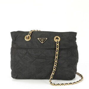 Prada Tessuto nylon quilted triangle logo double shoulder handbag